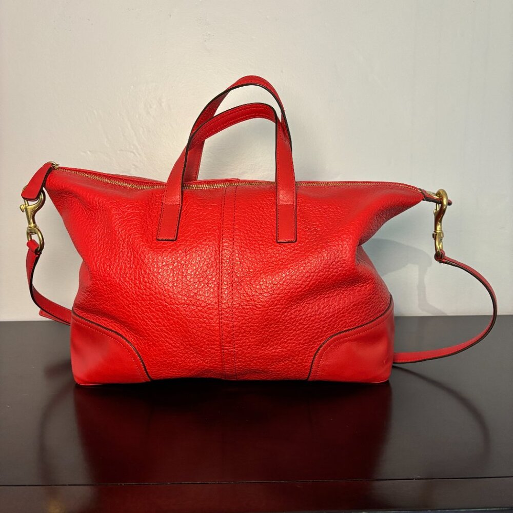 Coach Hadley Luxe Grain Bright Red Leather Zip Satchel - Picture 4 of 11
